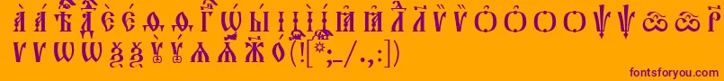 フォントOrthodox.TtUcs8CapsР Р°Р·СЂСЏРґРѕС‡РЅС‹Р№ – オレンジの背景に紫のフォント